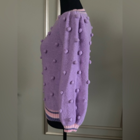 Lilly Pulitzer Lilac Pink Metallic Trim Bobble Knit Sweater Size Small - Picture 3 of 6